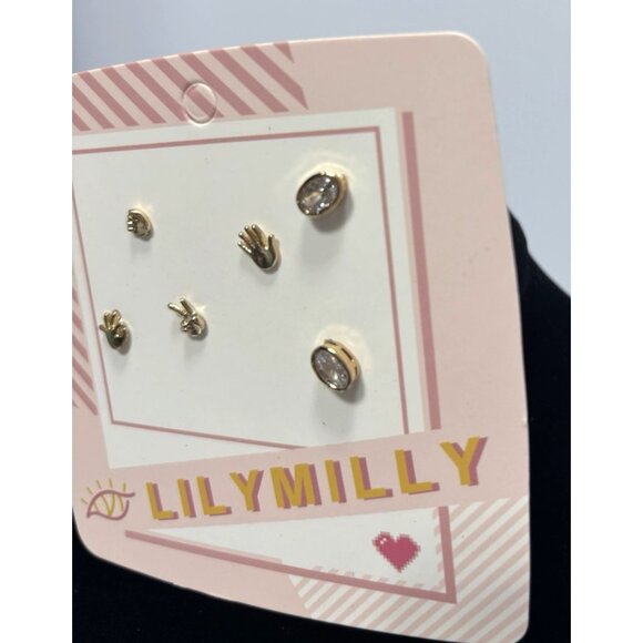 Lily 3 Pair Mismatched Stud Earrings Set Creative Style Fashion Jewelry *READ* - Picture 3 of 5